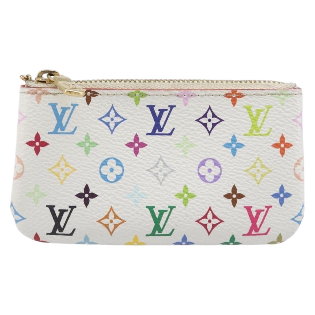 LOUIS VUITTON Monogram Multicolor Pochette Cles Purse White M28388 Auth yk20719M