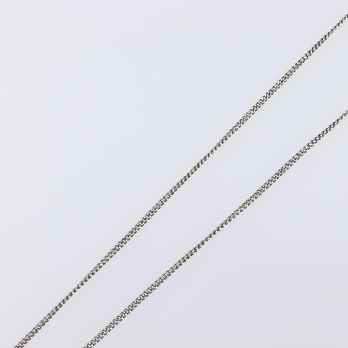 CHANEL COCO Mark Stone Necklace metal Silver CC Auth yk20721M