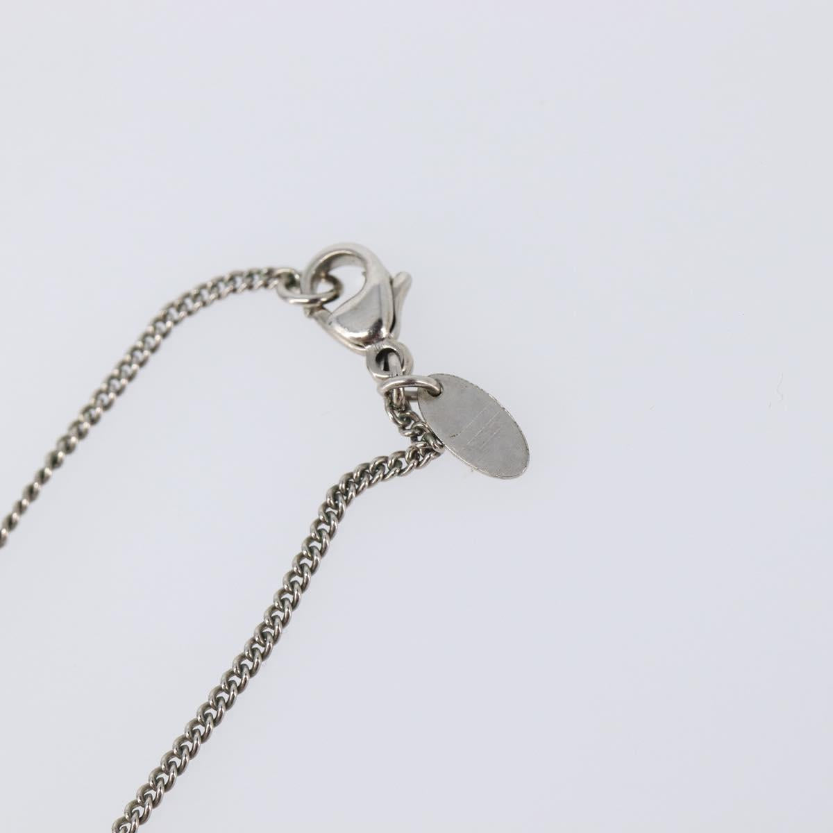 CHANEL COCO Mark Stone Necklace metal Silver CC Auth yk20721M