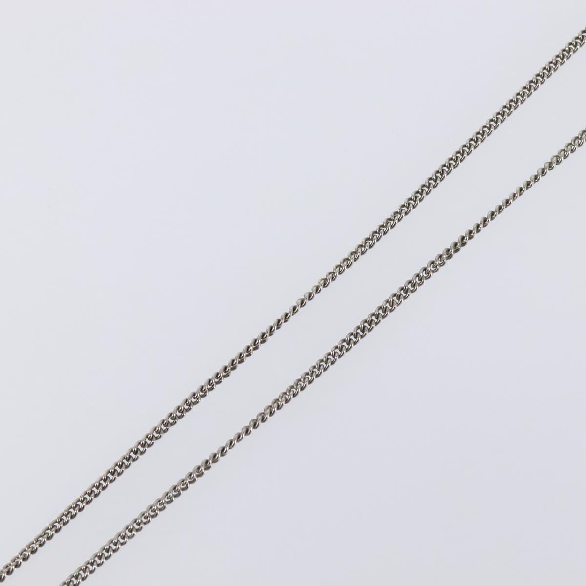 CHANEL COCO Mark Stone Necklace metal Silver CC Auth yk20721M