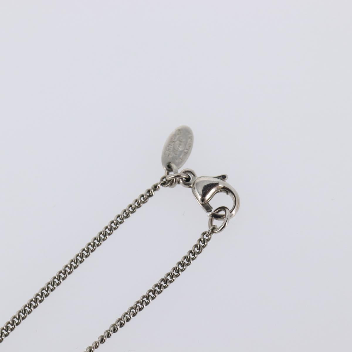 CHANEL COCO Mark Stone Necklace metal Silver CC Auth yk20721M