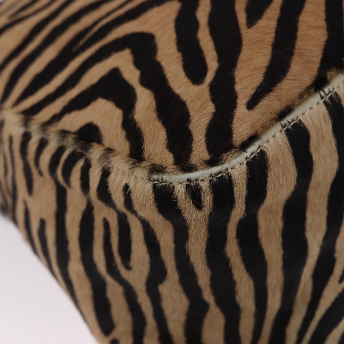 FENDI Animal Pattern Mamma Baguette Bag Harako Leather Brown Auth yk20722SAM