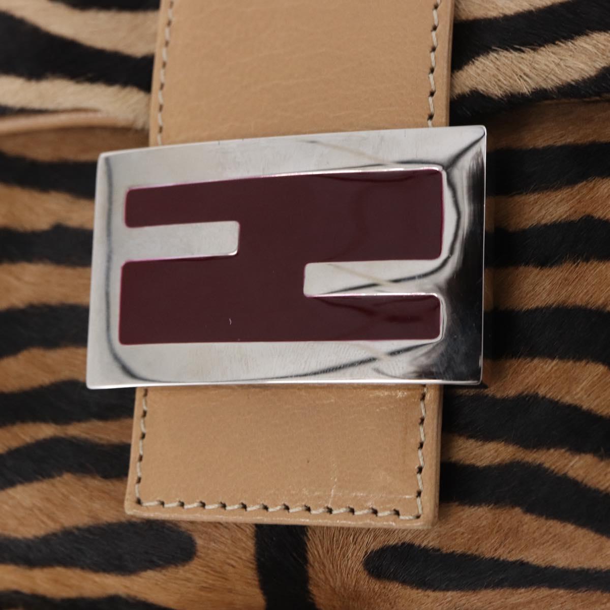 FENDI Animal Pattern Mamma Baguette Bag Harako Leather Brown Auth yk20722SAM