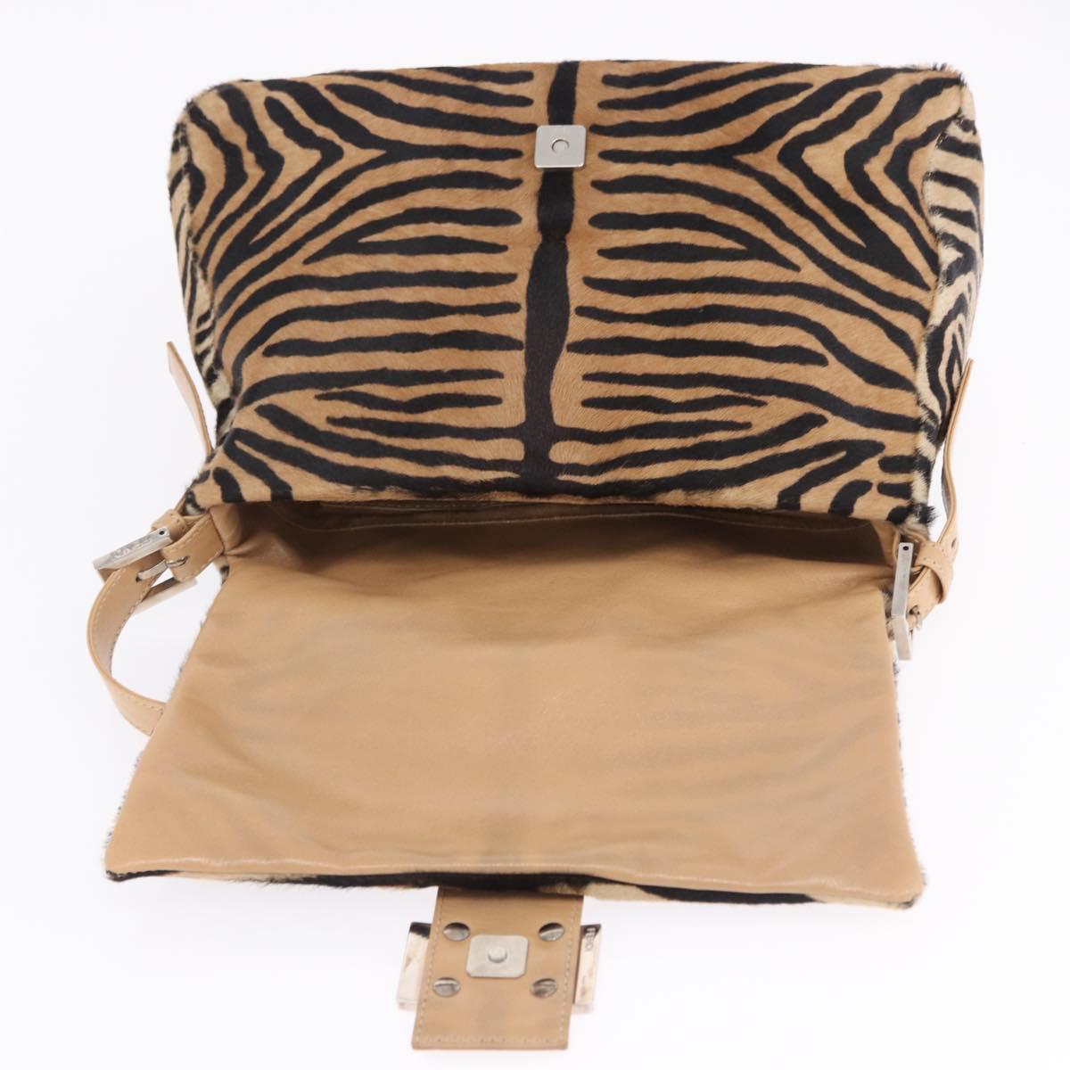 FENDI Animal Pattern Mamma Baguette Bag Harako Leather Brown Auth yk20722SAM