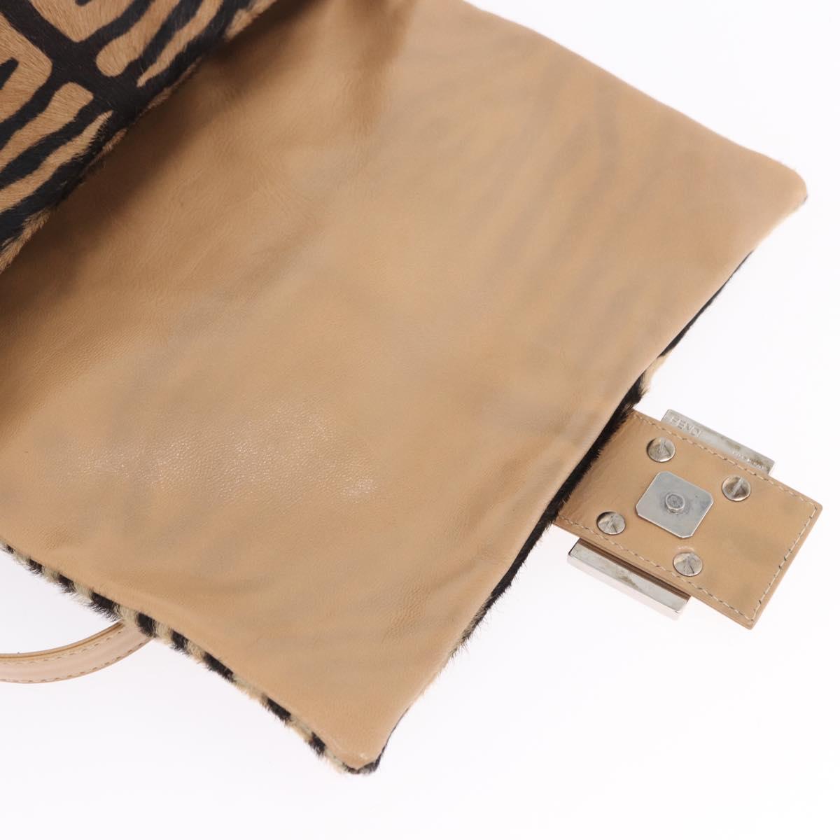 FENDI Animal Pattern Mamma Baguette Bag Harako Leather Brown Auth yk20722SAM