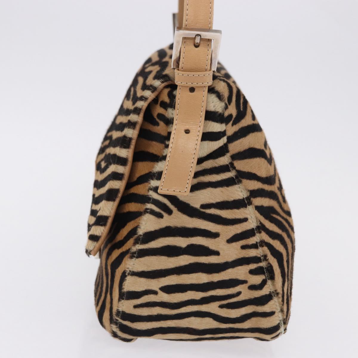 FENDI Animal Pattern Mamma Baguette Bag Harako Leather Brown Auth yk20722SAM