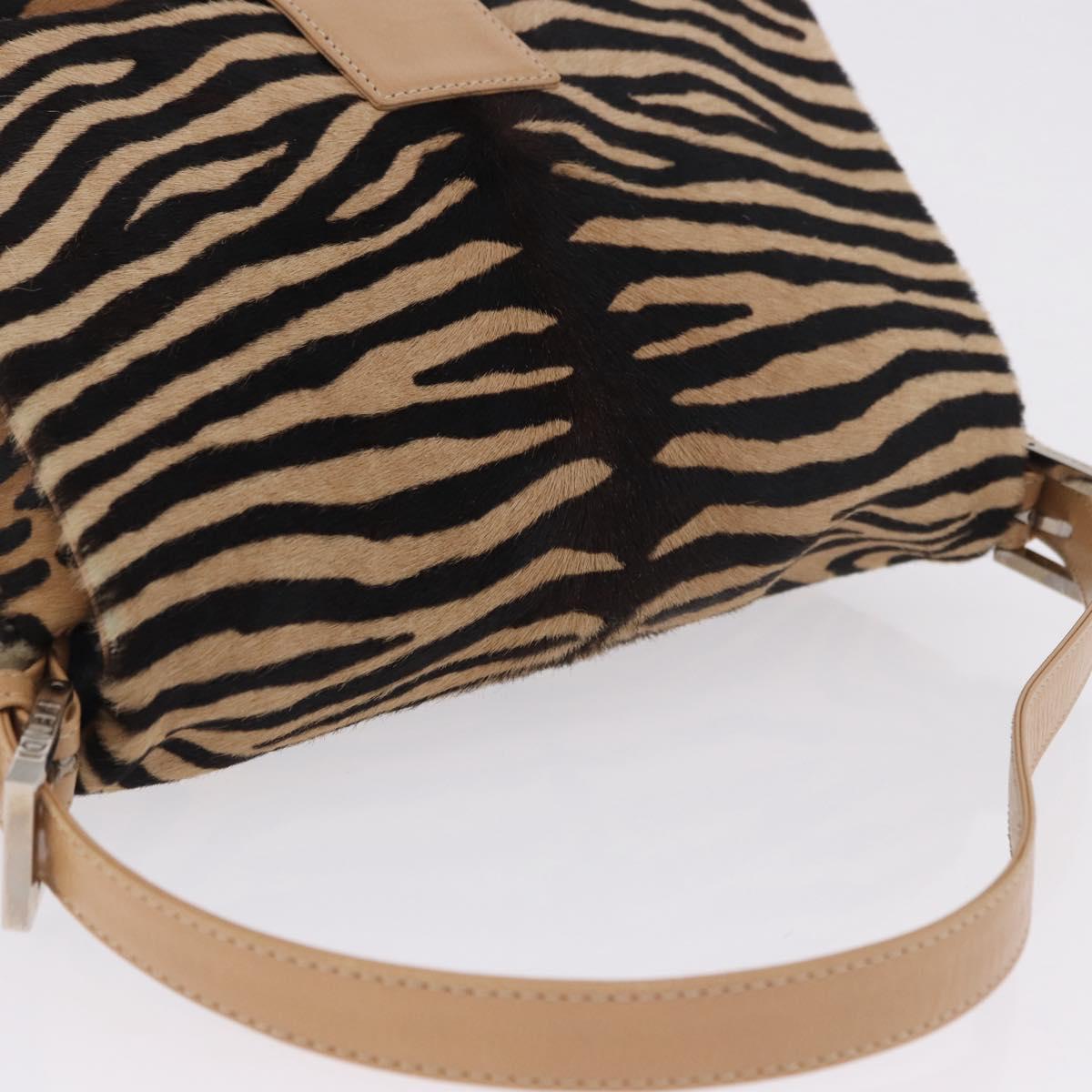 FENDI Animal Pattern Mamma Baguette Bag Harako Leather Brown Auth yk20722SAM
