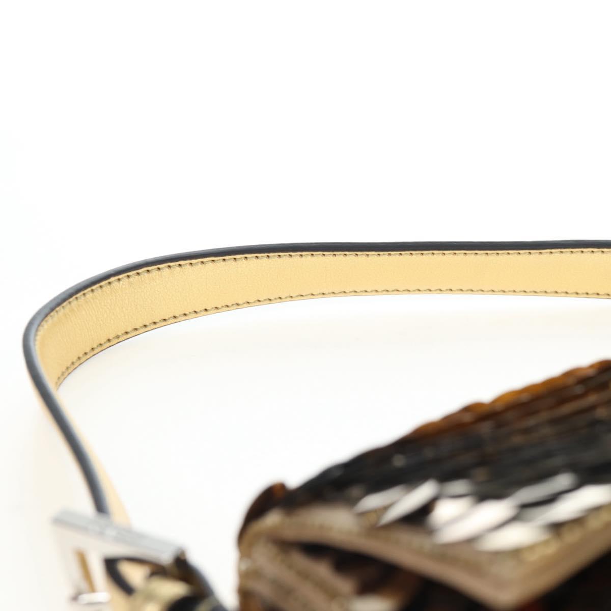 FENDI Mamma Baguette Shoulder Bag Sequin Leather Gold Tone Auth yk20723SM