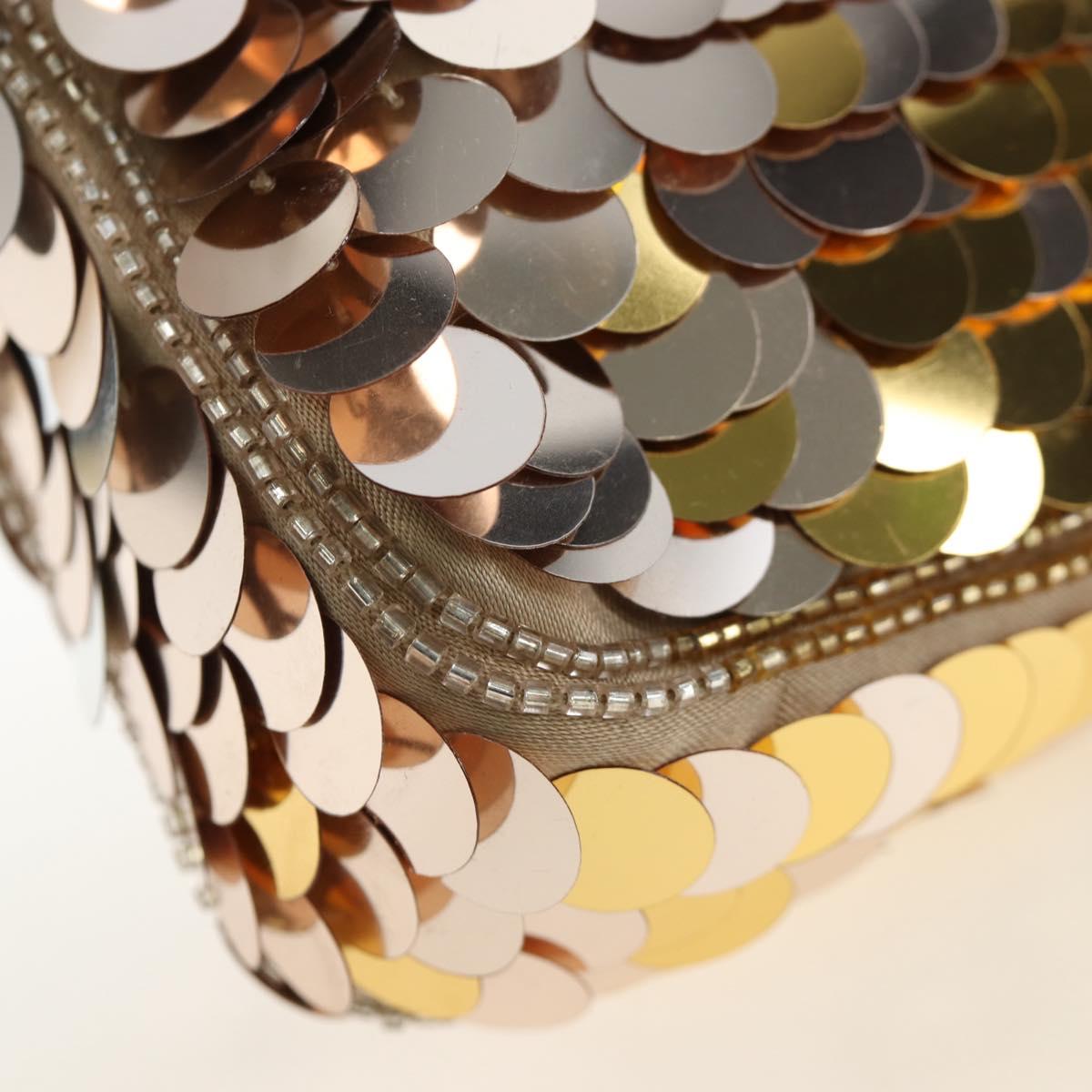 FENDI Mamma Baguette Shoulder Bag Sequin Leather Gold Tone Auth yk20723SM