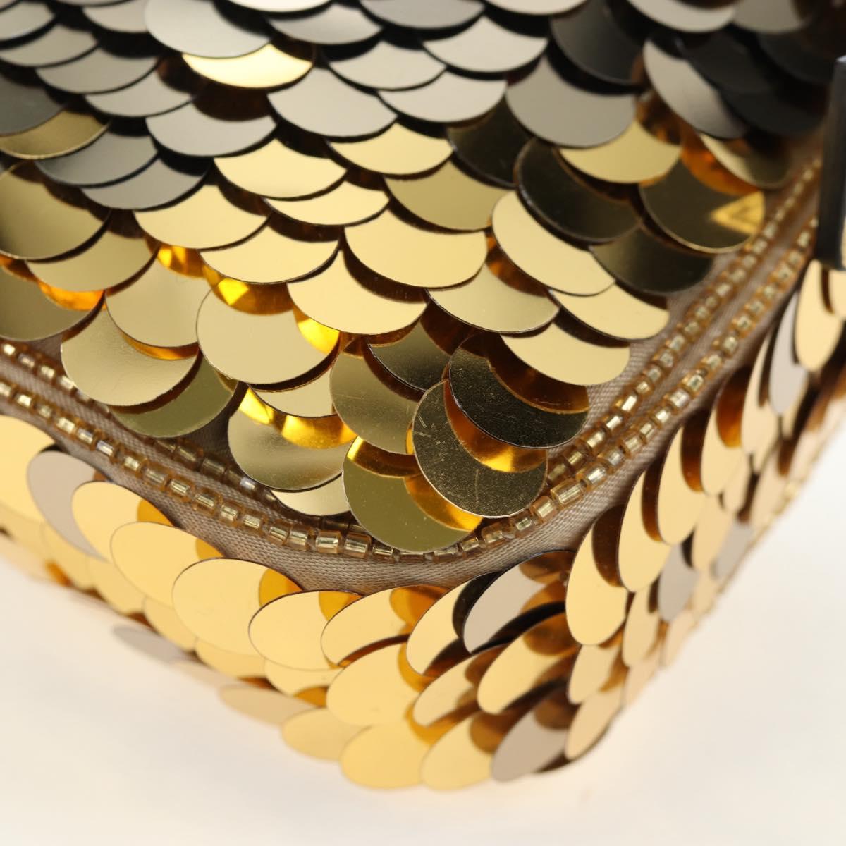 FENDI Mamma Baguette Shoulder Bag Sequin Leather Gold Tone Auth yk20723SM