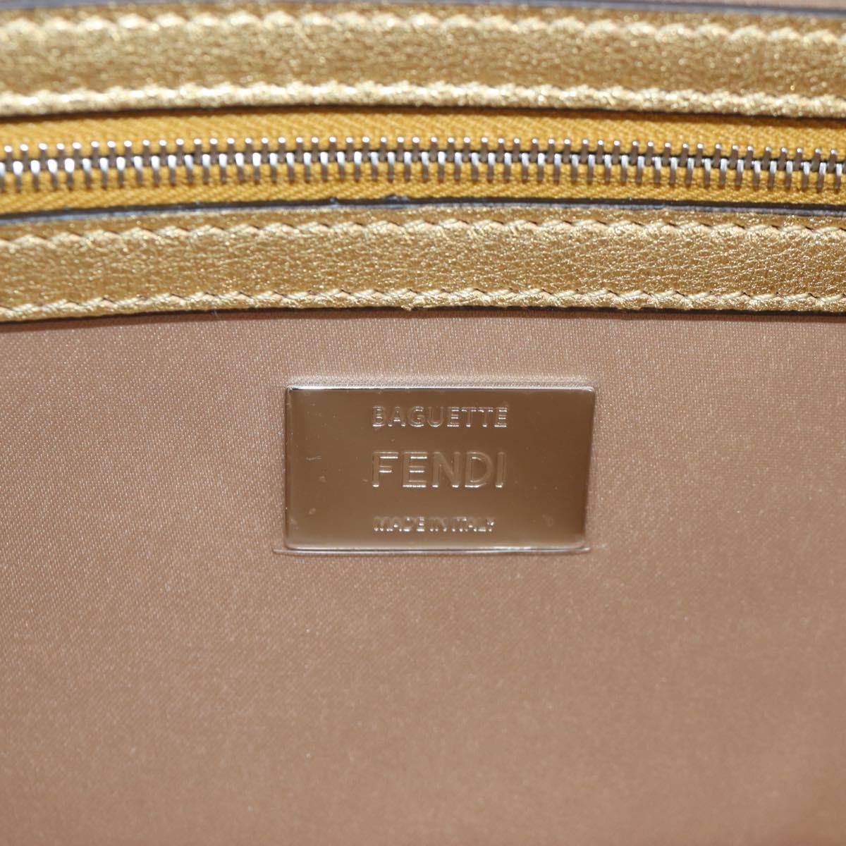 FENDI Mamma Baguette Shoulder Bag Sequin Leather Gold Tone Auth yk20723SM