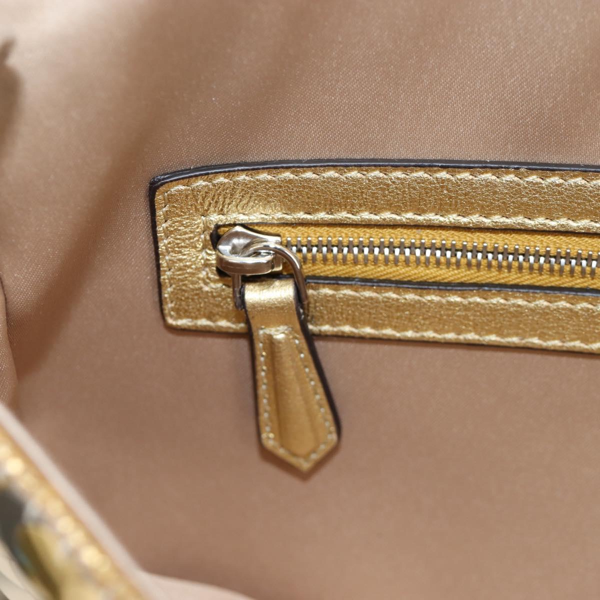 FENDI Mamma Baguette Shoulder Bag Sequin Leather Gold Tone Auth yk20723SM