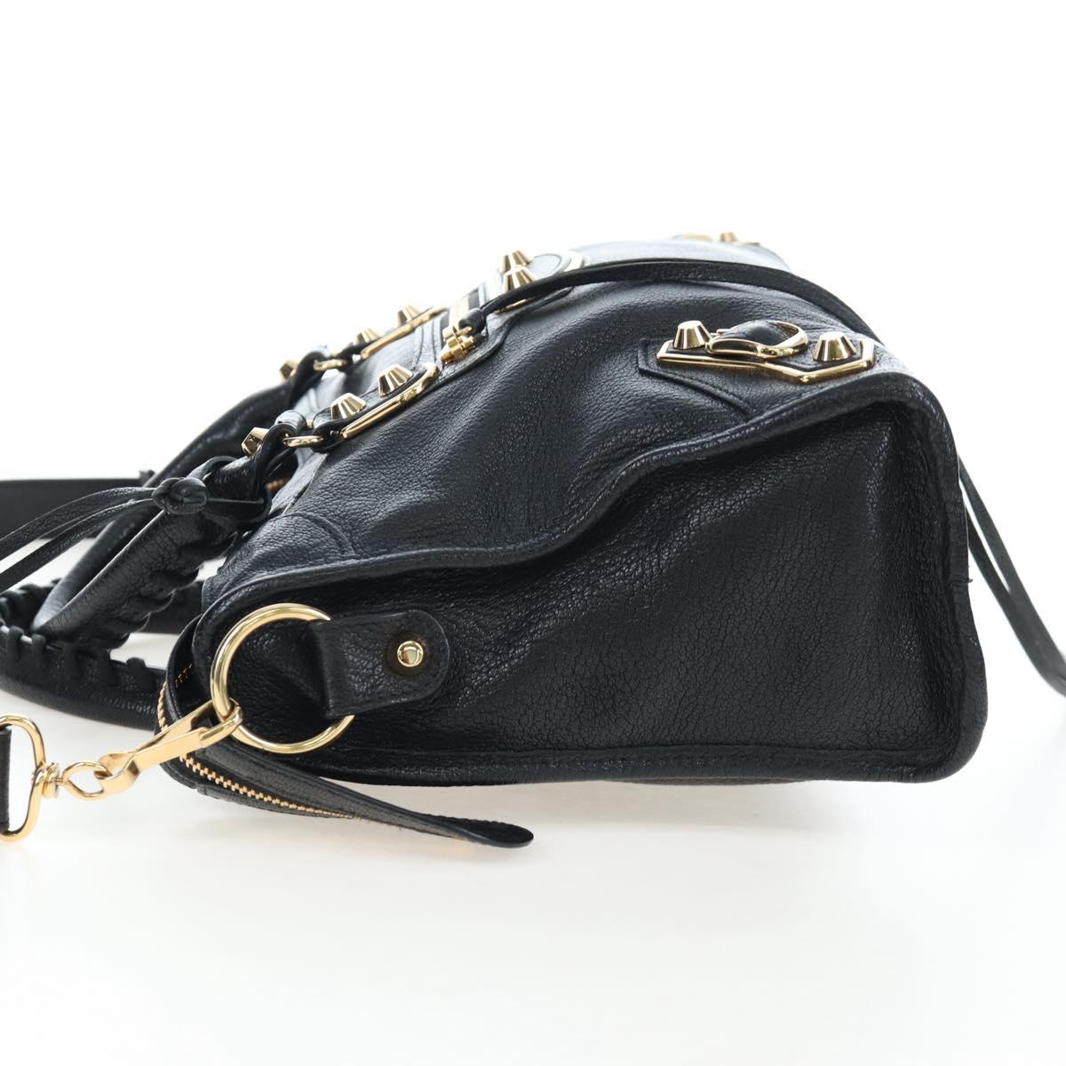 BALENCIAGA Classic Edge City Bag Leather 2way Black Gold 432831 Auth yk20725SAM