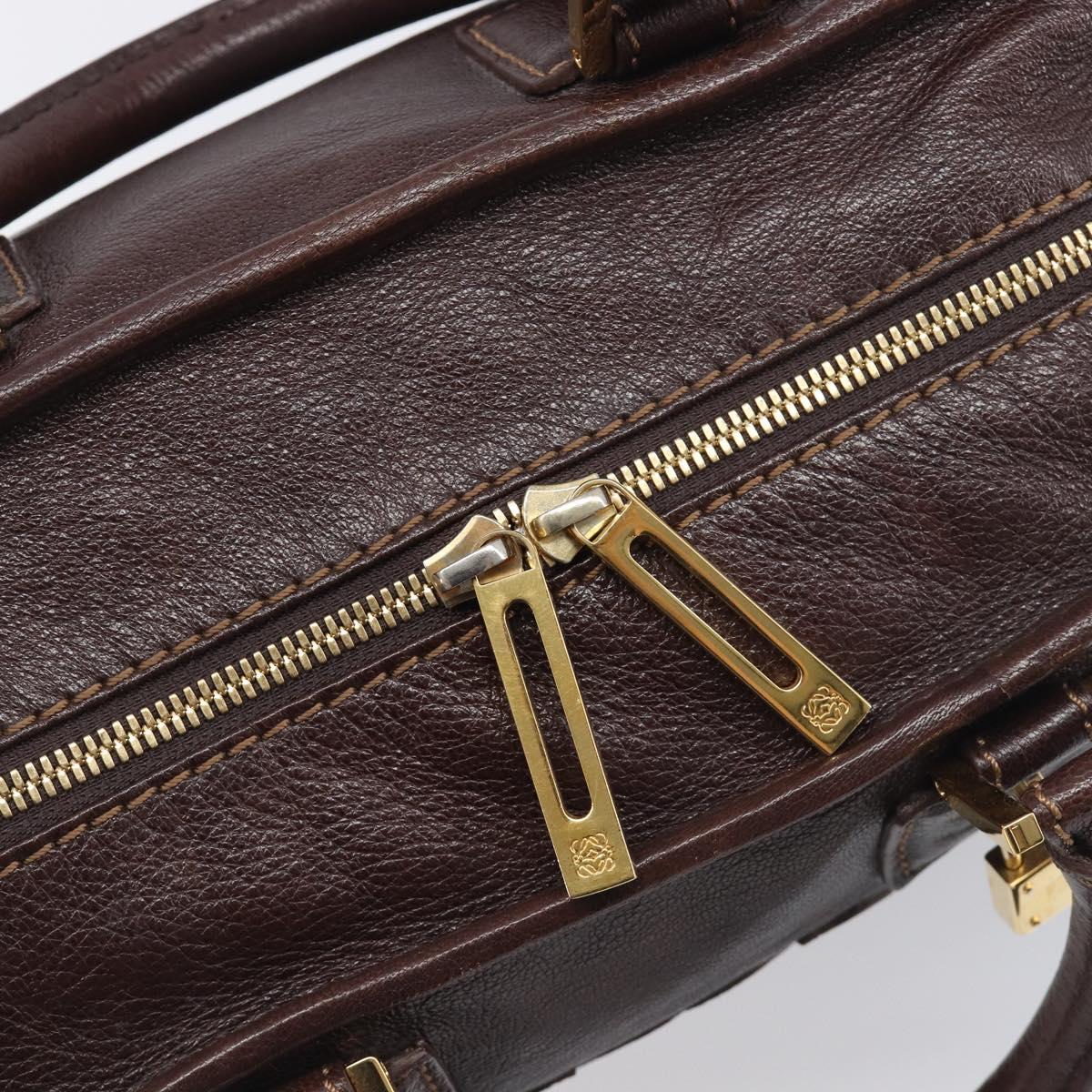 LOEWE Amazona 28 Hand Bag Leather Brown Gold Auth yk20728V