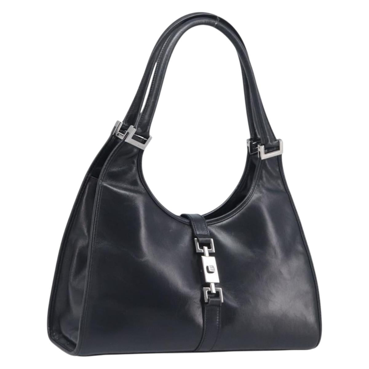 GUCCI Jackie Hand Bag Leather Black Silver 002 1067 Auth yk20730V