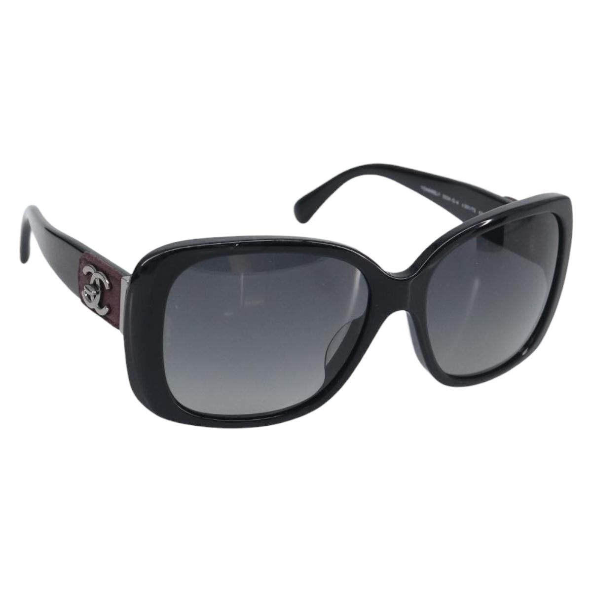 CHANEL Sunglasses metal Black CC Auth yk20732M