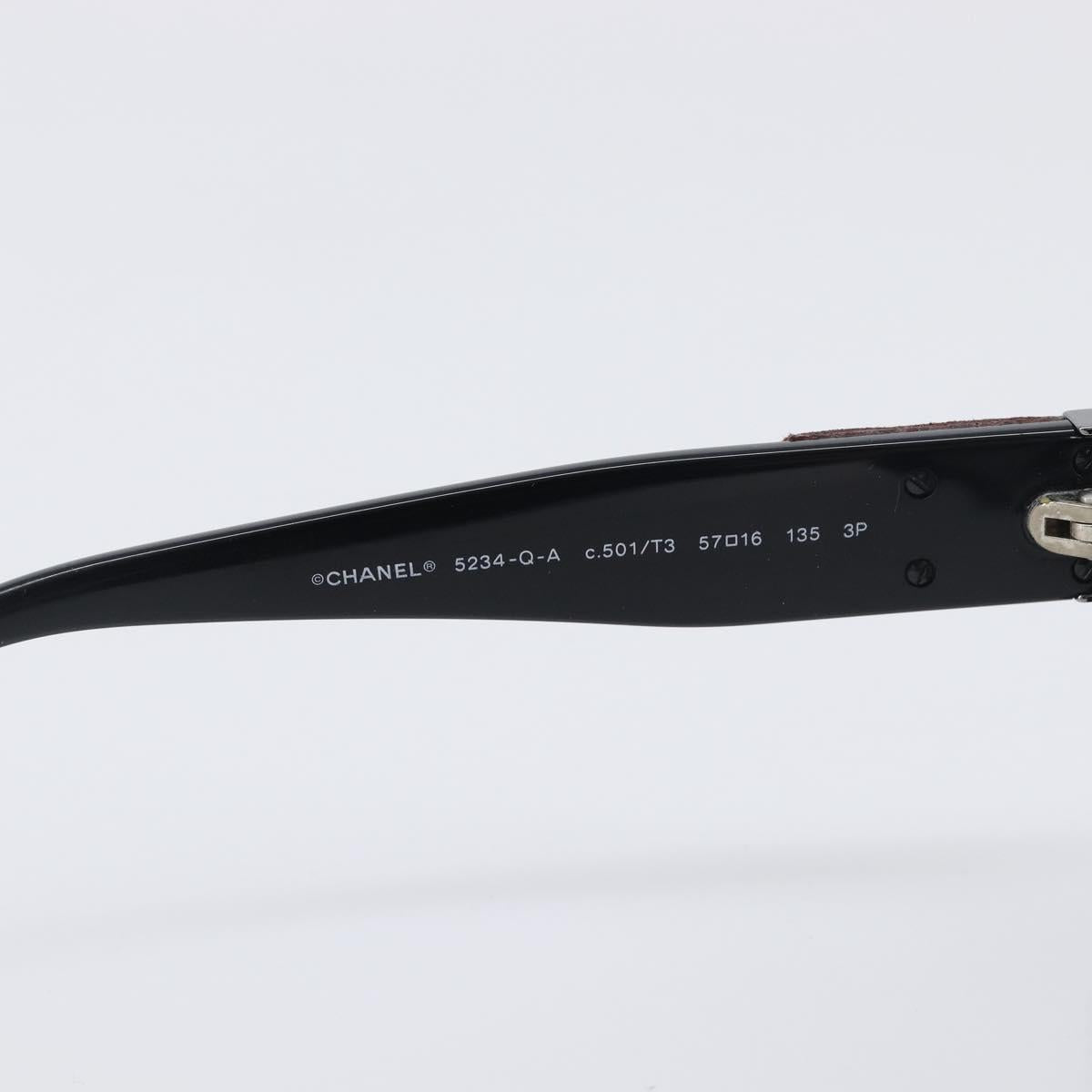 CHANEL Sunglasses metal Black CC Auth yk20732M