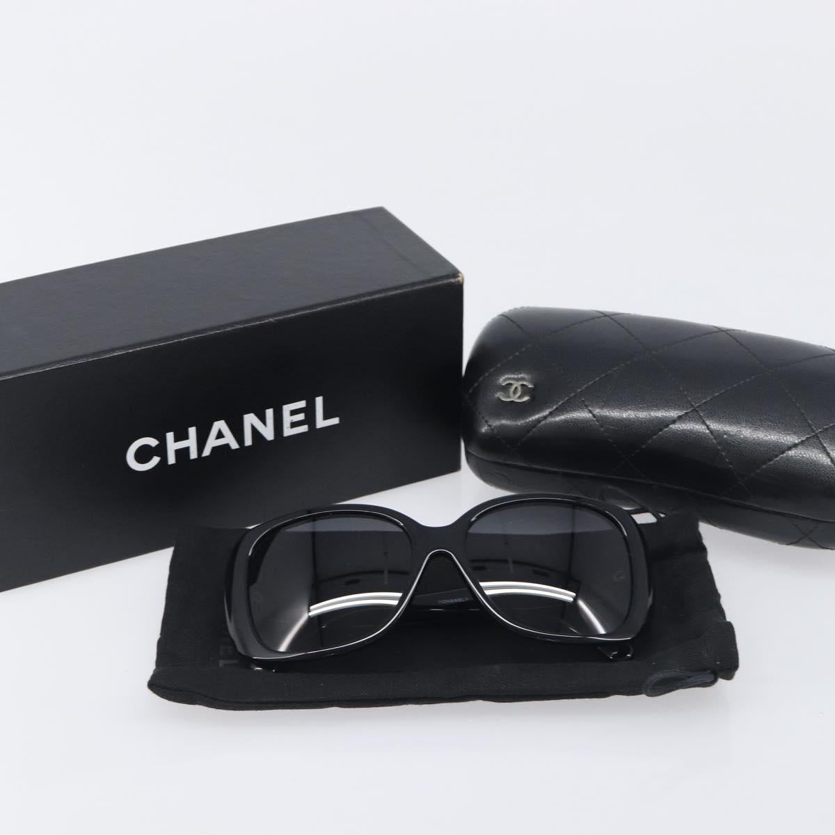 CHANEL Sunglasses metal Black CC Auth yk20732M