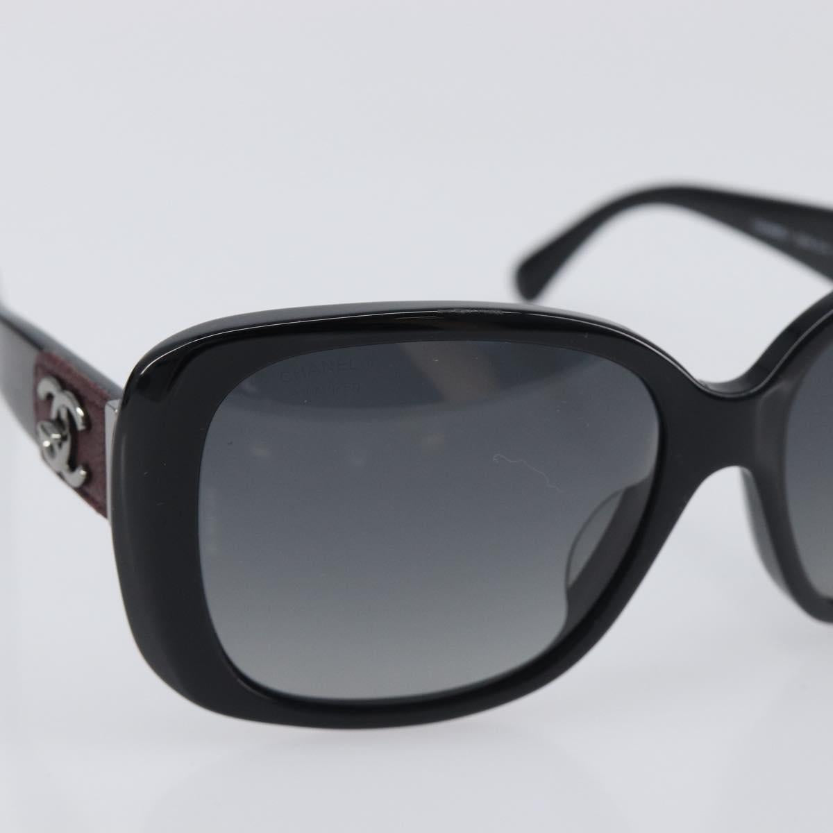 CHANEL Sunglasses metal Black CC Auth yk20732M