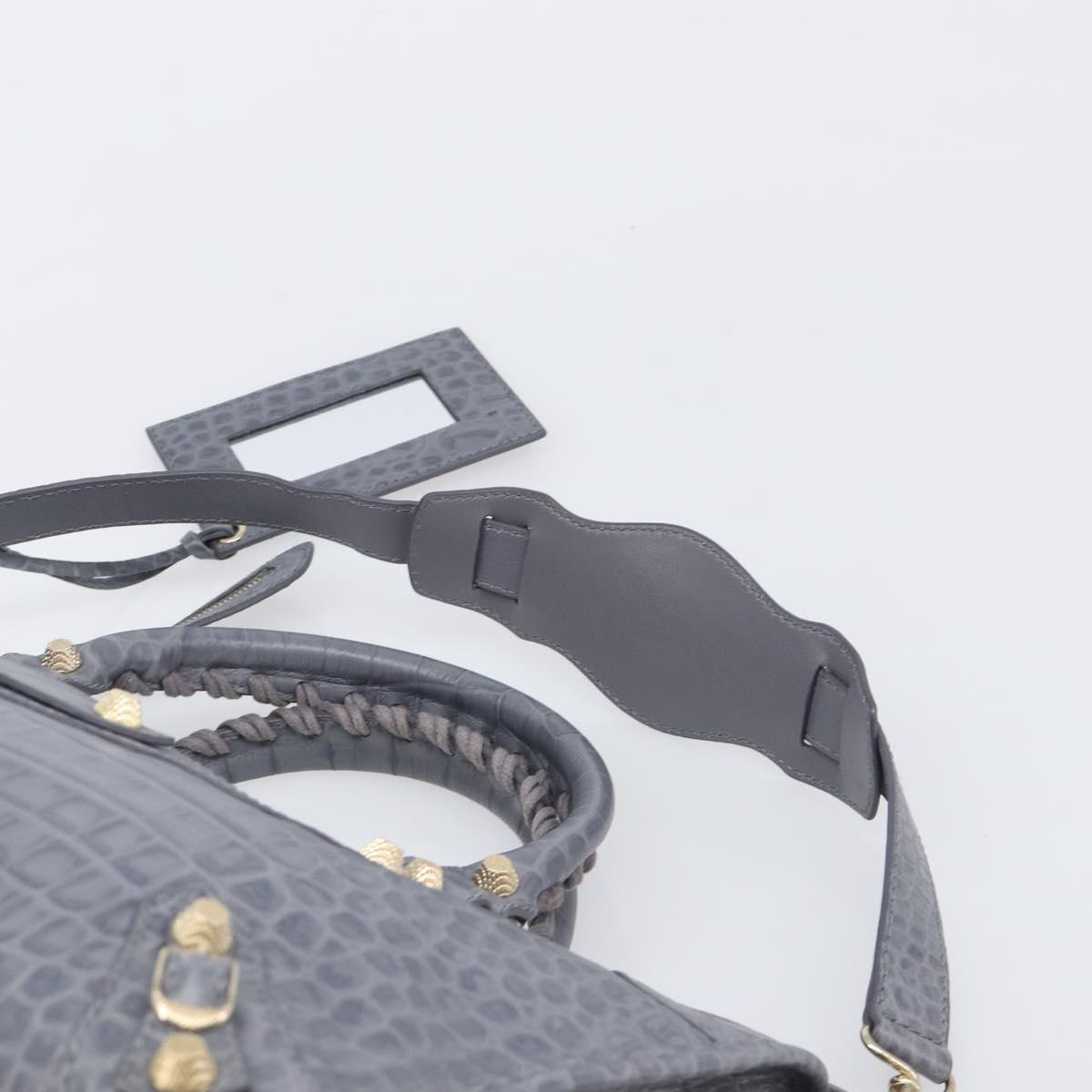 BALENCIAGA The Giant City Bag Embossed leather 2way Gray 281770 Auth yk20733SAM
