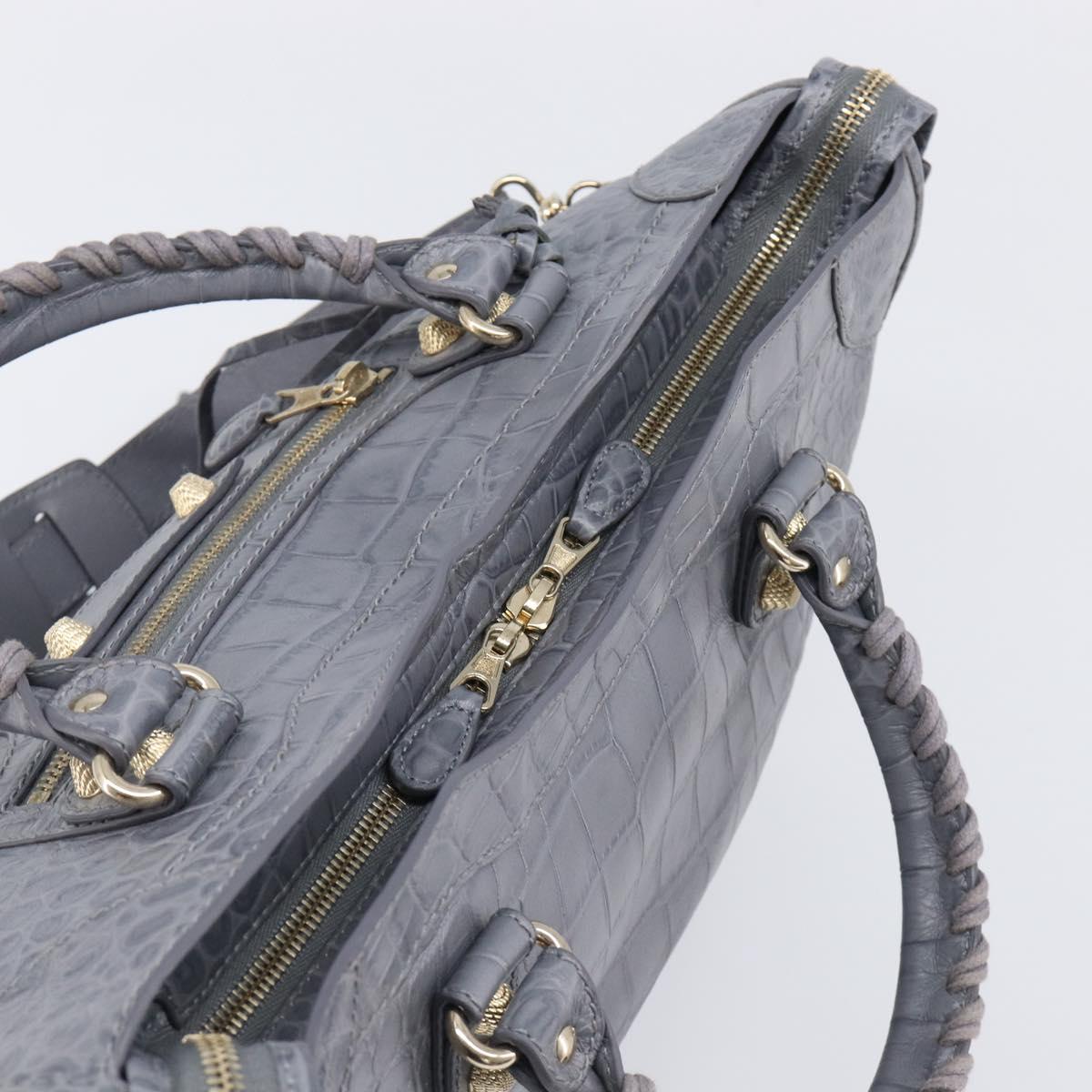 BALENCIAGA The Giant City Bag Embossed leather 2way Gray 281770 Auth yk20733SAM