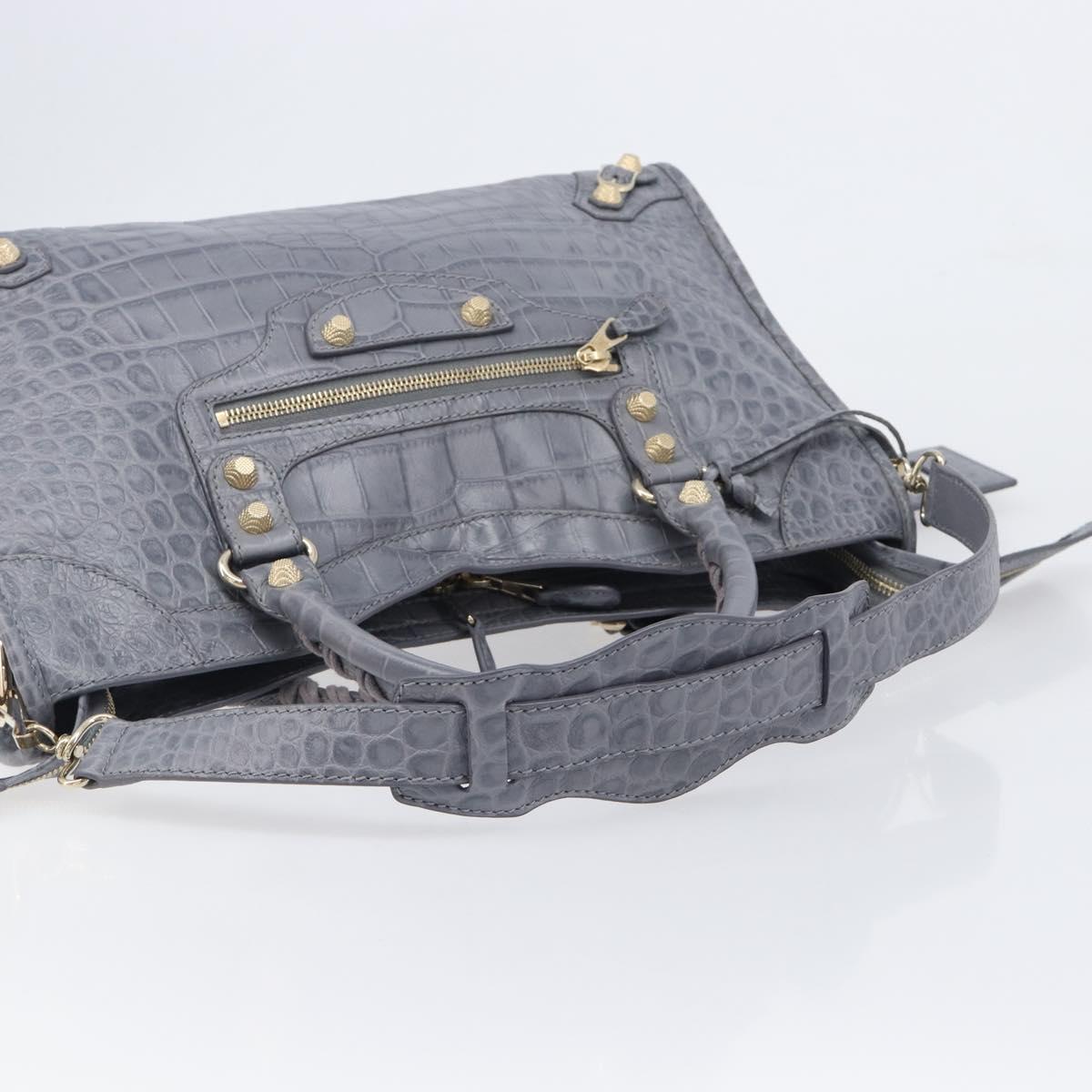 BALENCIAGA The Giant City Bag Embossed leather 2way Gray 281770 Auth yk20733SAM