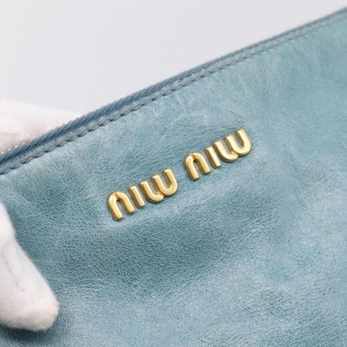 Miu Miu Hand Bag Leather 2way Blue Gold Auth yk20734M