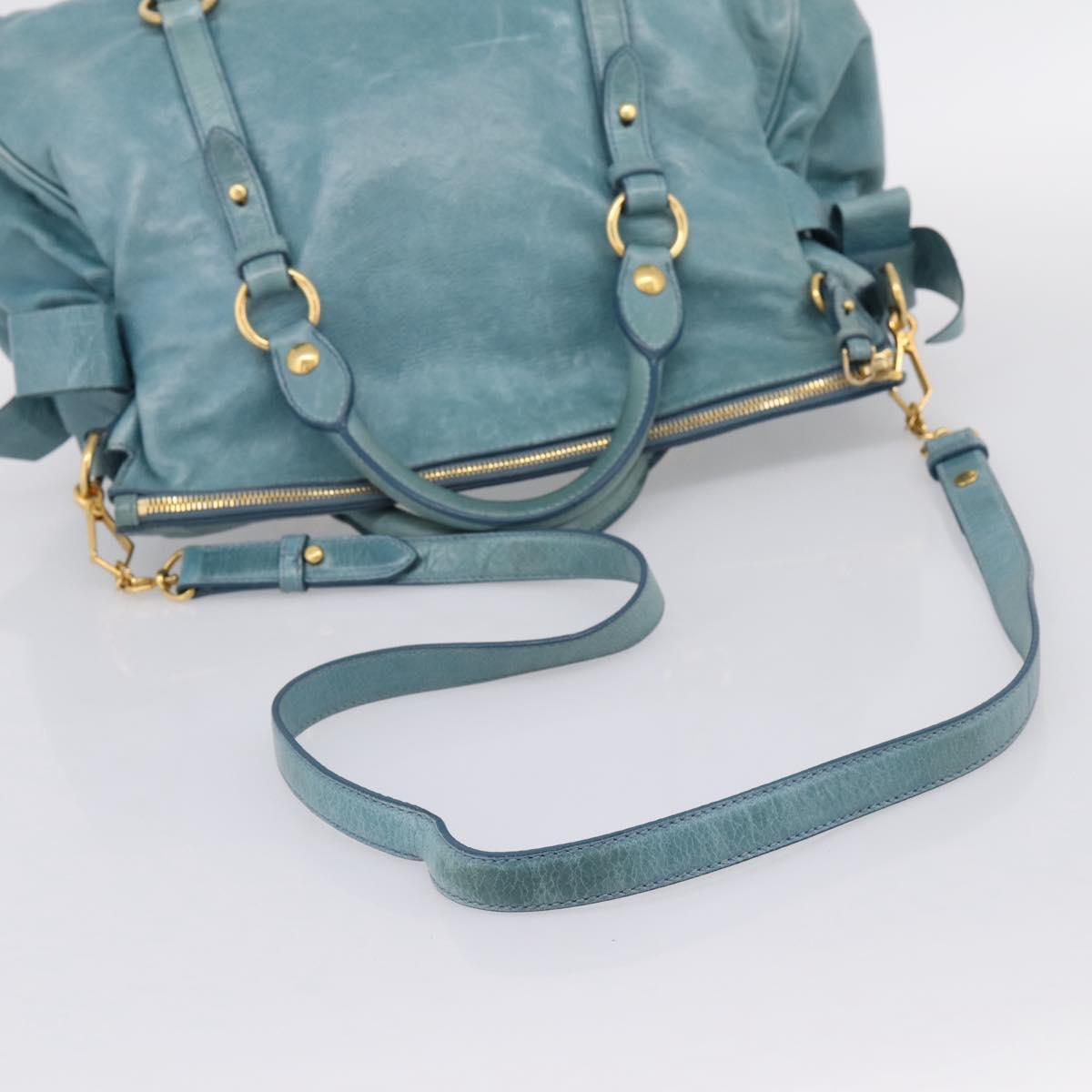 Miu Miu Hand Bag Leather 2way Blue Gold Auth yk20734M