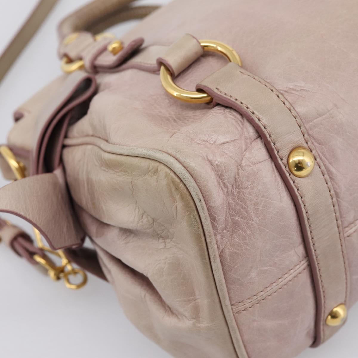 Miu Miu Hand Bag Leather 2way Pink Gold Auth yk20735M