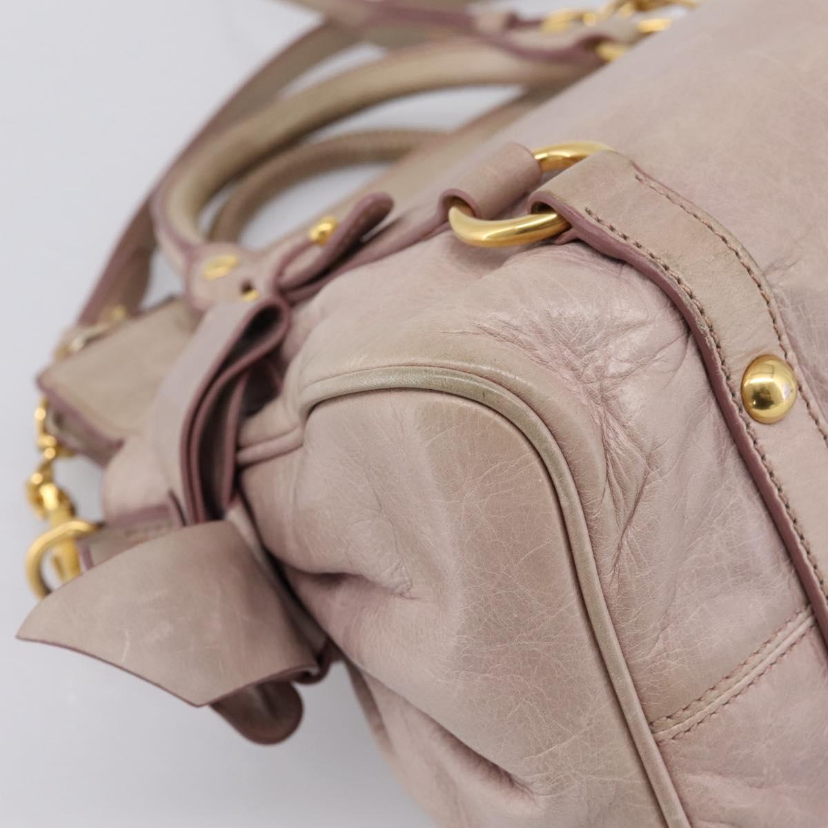 Miu Miu Hand Bag Leather 2way Pink Gold Auth yk20735M