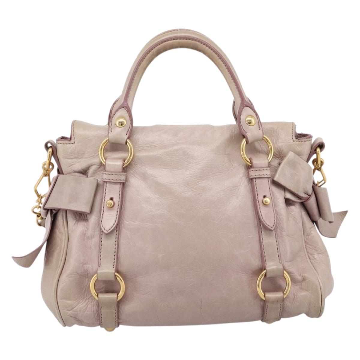 Miu Miu Hand Bag Leather 2way Pink Gold Auth yk20735M