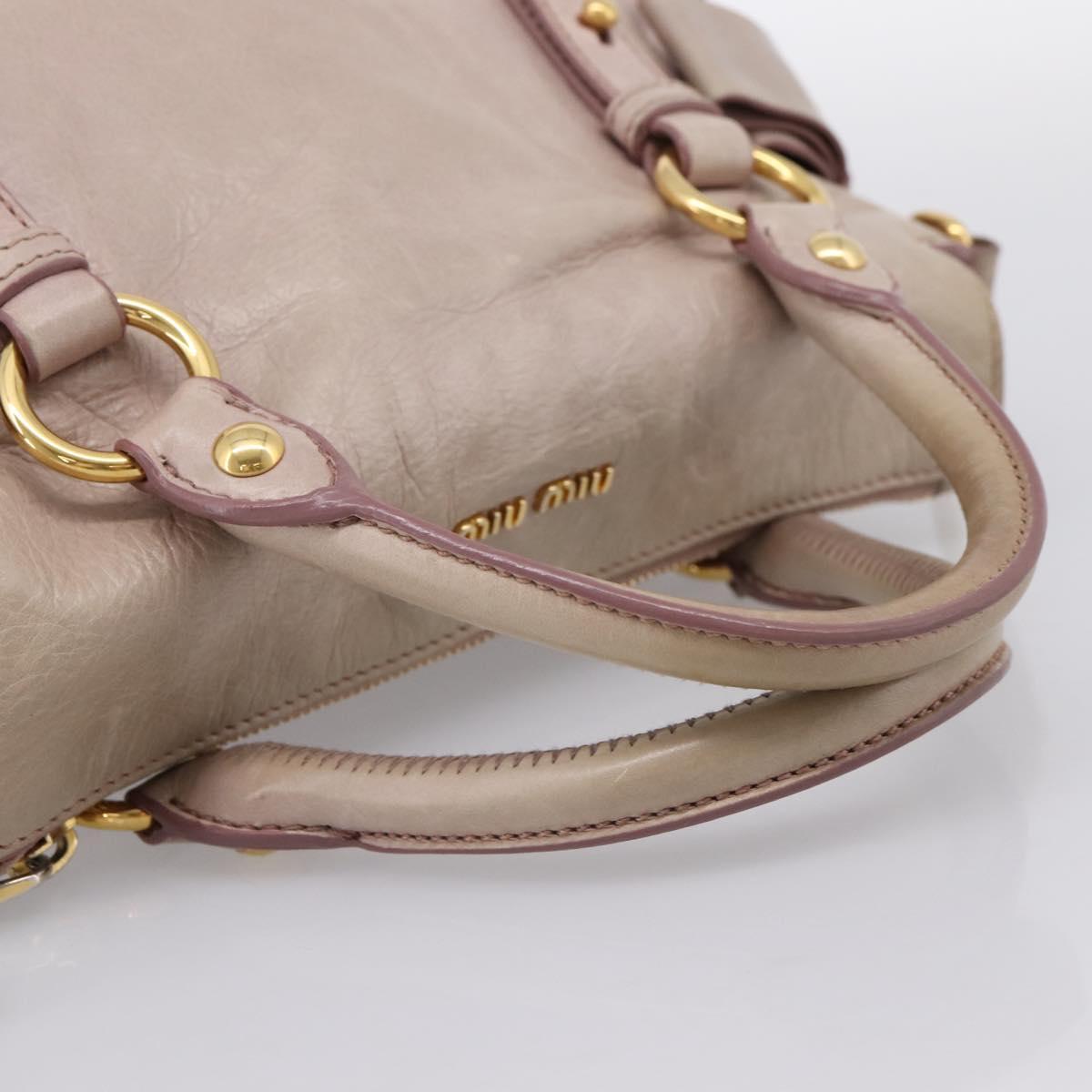 Miu Miu Hand Bag Leather 2way Pink Gold Auth yk20735M