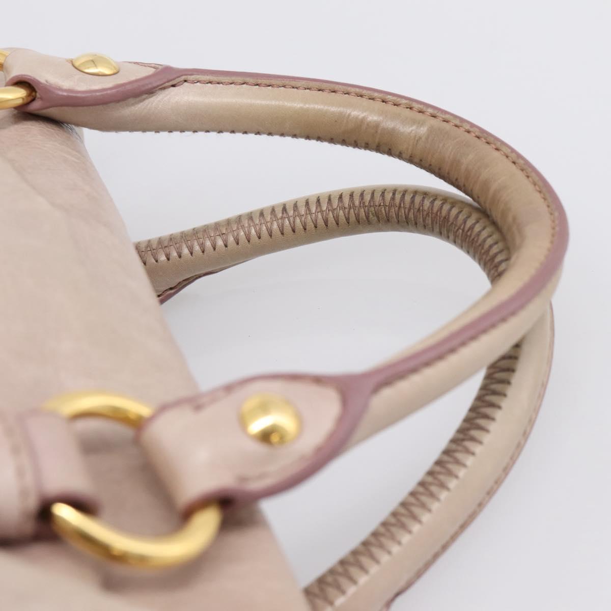 Miu Miu Hand Bag Leather 2way Pink Gold Auth yk20735M