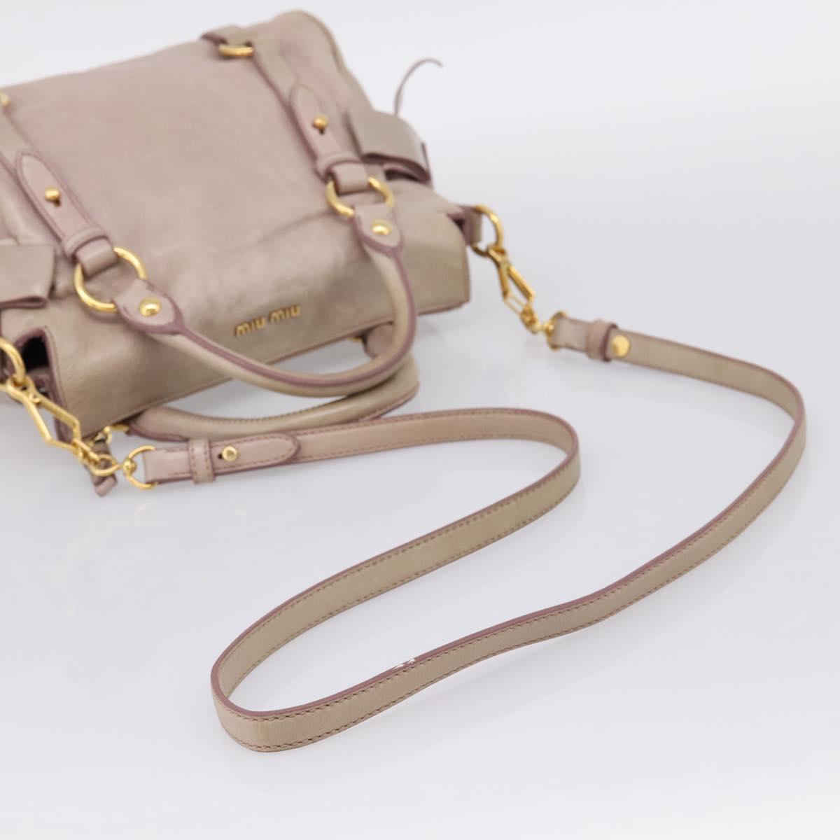 Miu Miu Hand Bag Leather 2way Pink Gold Auth yk20735M