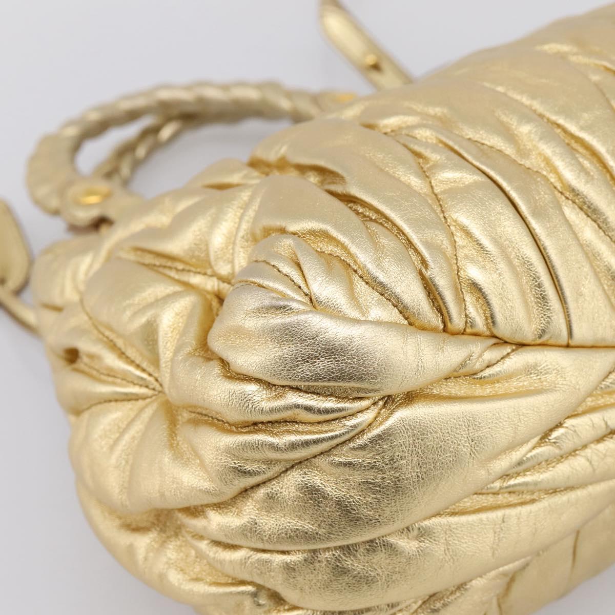 Miu Miu Matelasse Hand Bag Leather 2way Gold Auth yk20737SAM