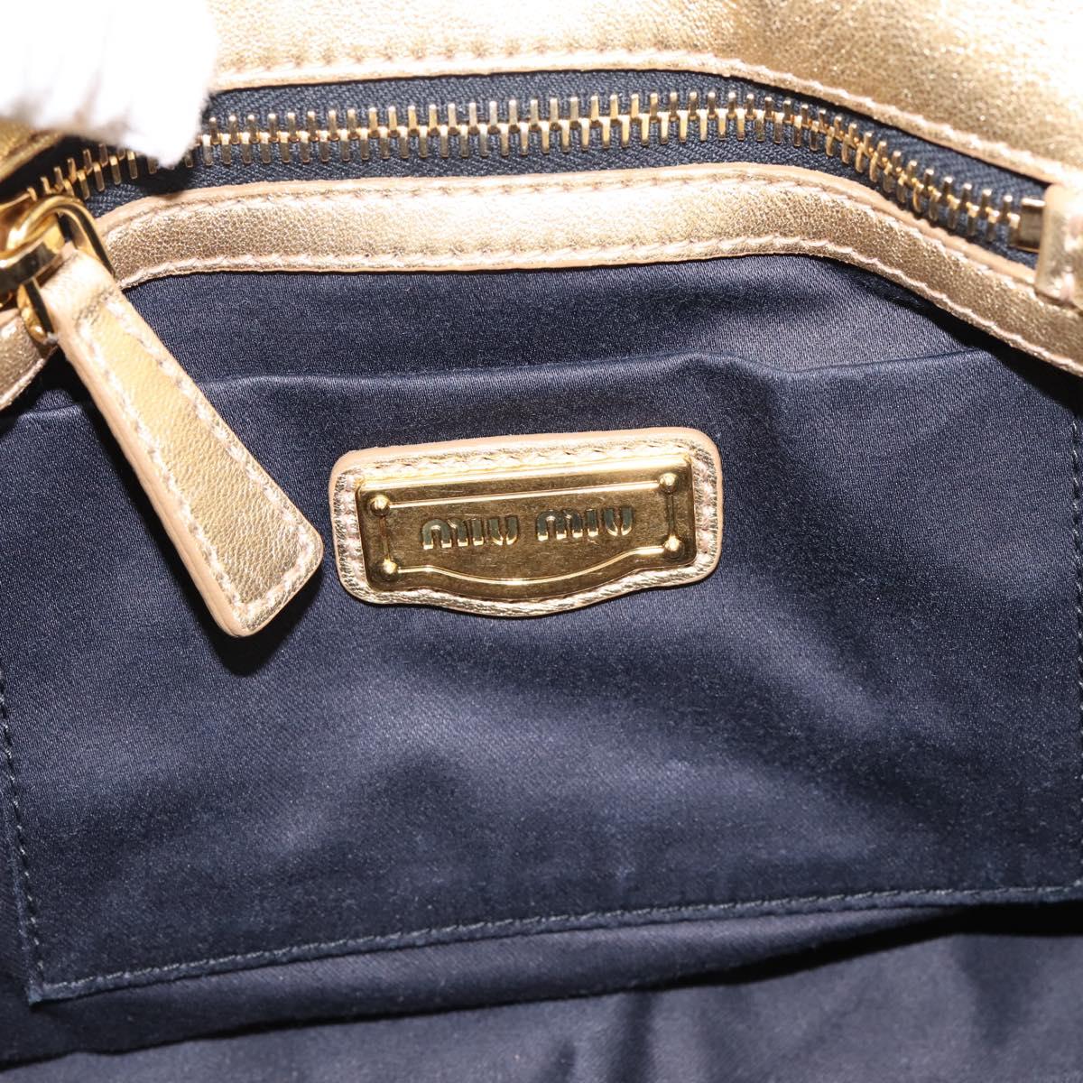 Miu Miu Matelasse Hand Bag Leather 2way Gold Auth yk20737SAM