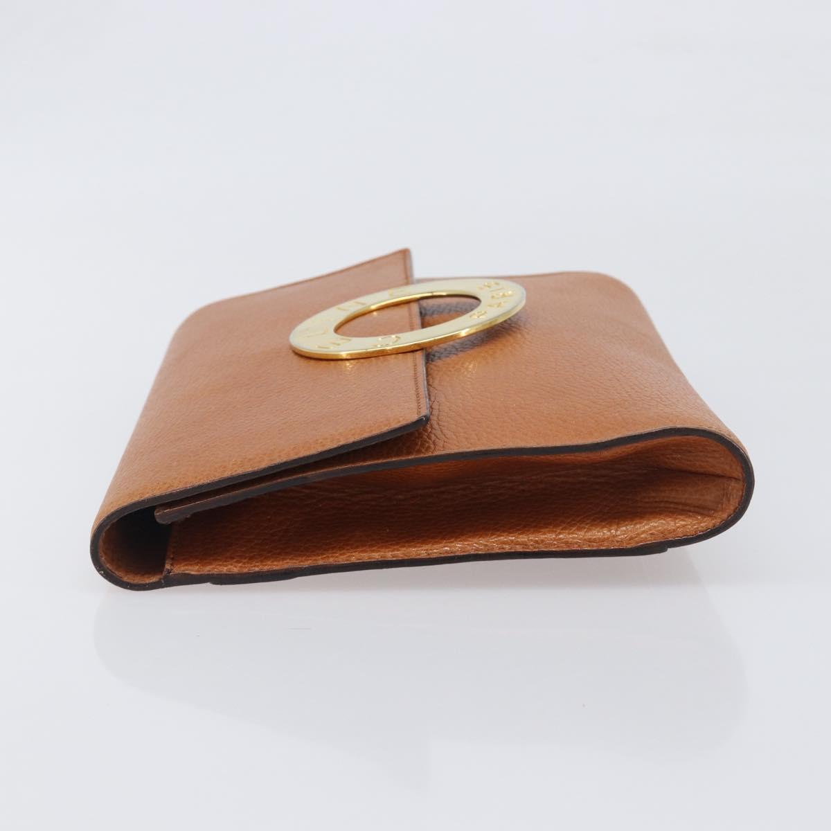 CELINE Clutch Bag Leather Brown Gold Auth yk20741A