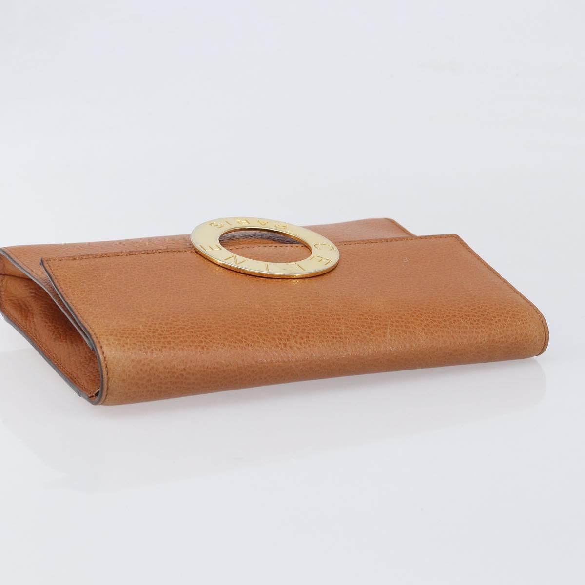 CELINE Clutch Bag Leather Brown Gold Auth yk20741A