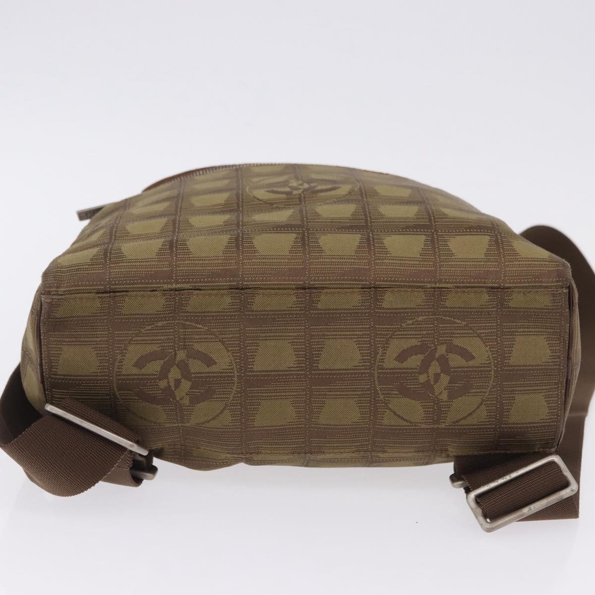 CHANEL New Travel Line Backpack Canvas Brown Silver CC Auth yk20744A