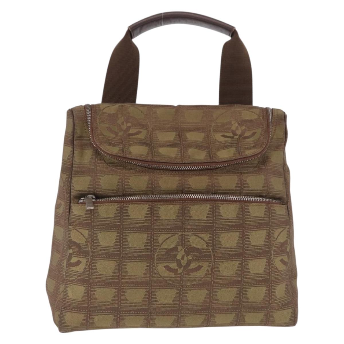 CHANEL New Travel Line Backpack Canvas Brown Silver CC Auth yk20744A