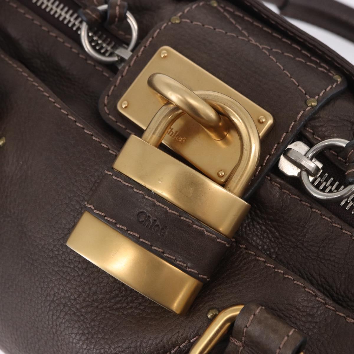 Chloe Paddington Hand Bag Leather Brown Gold Silver Auth yk20745SAM