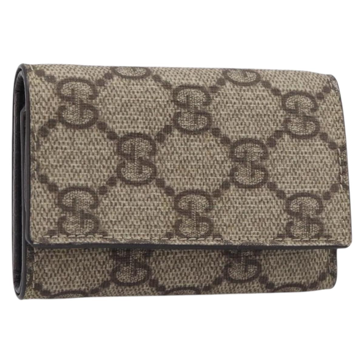 GUCCI GG Supreme Key Case PVC Beige 124611 Auth yk20748A