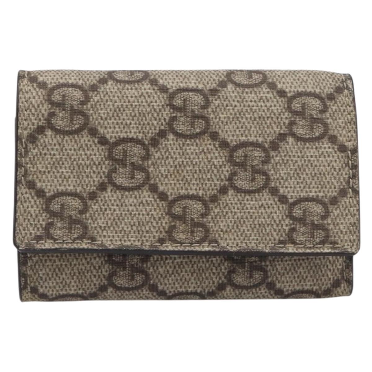 GUCCI GG Supreme Key Case PVC Beige 124611 Auth yk20748A
