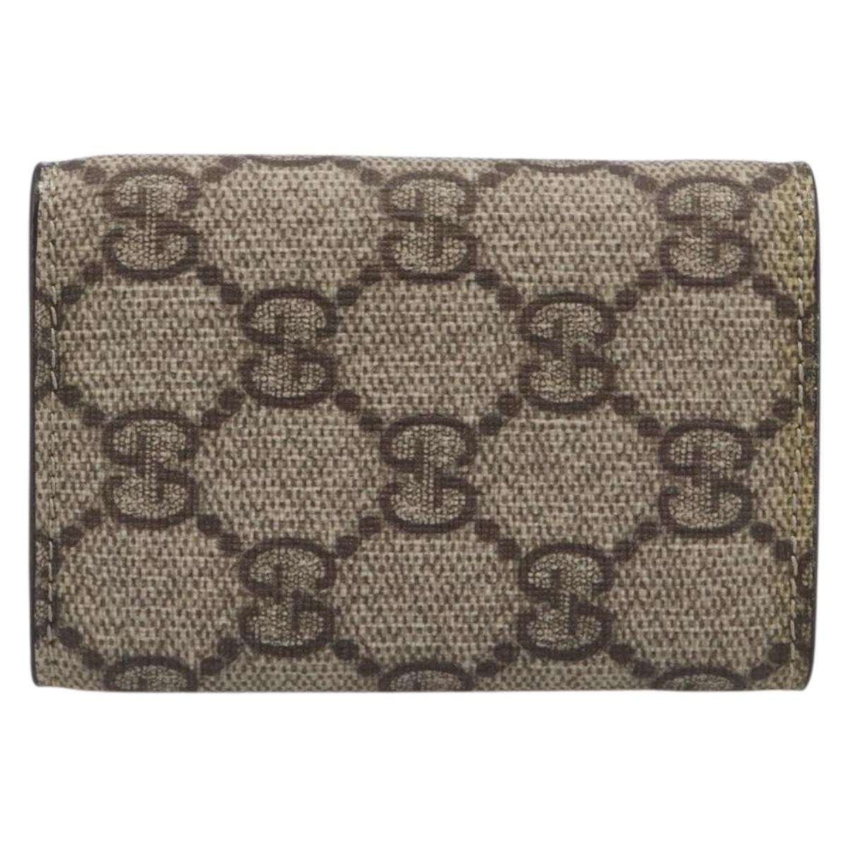 GUCCI GG Supreme Key Case PVC Beige 124611 Auth yk20748A