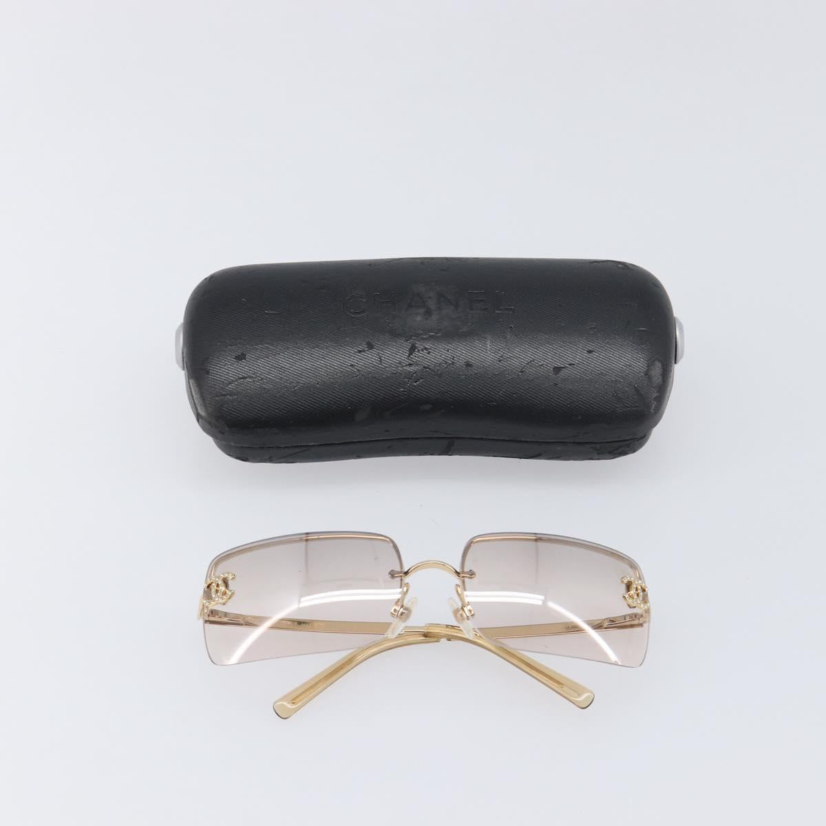 CHANEL Sunglasses metal Gold CC Auth yk20750M