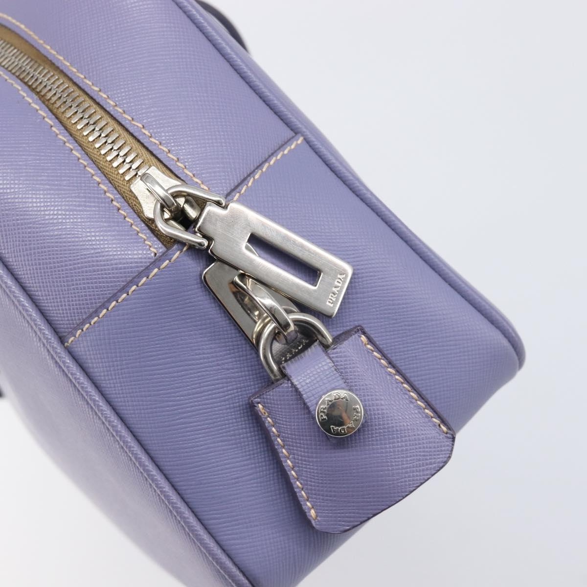 PRADA Hand Bag Saffiano leather Purple Silver Auth yk20752A
