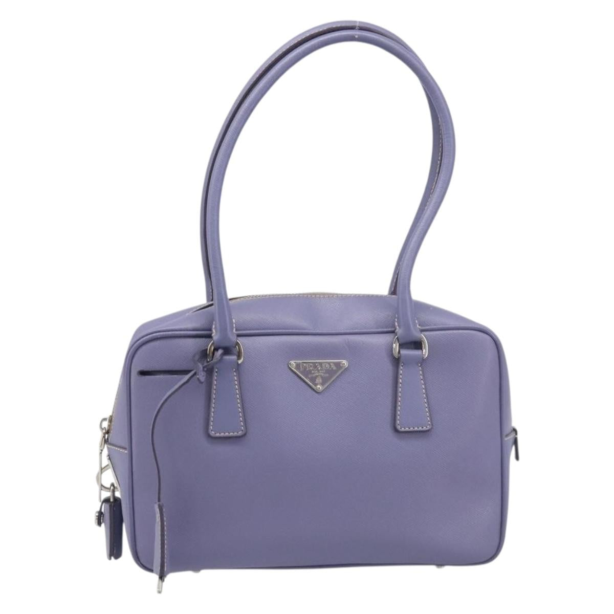 PRADA Hand Bag Saffiano leather Purple Silver Auth yk20752A