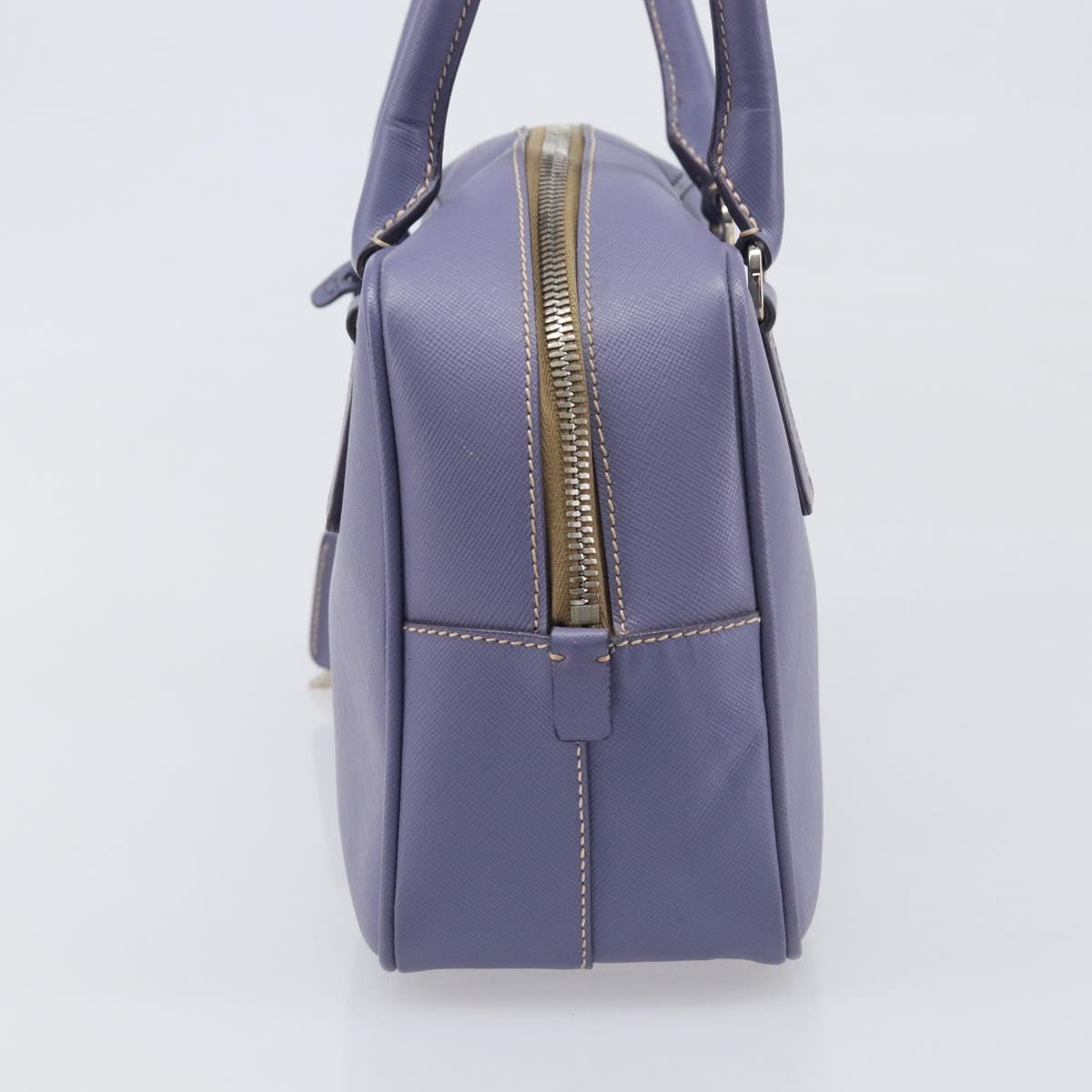 PRADA Hand Bag Saffiano leather Purple Silver Auth yk20752A