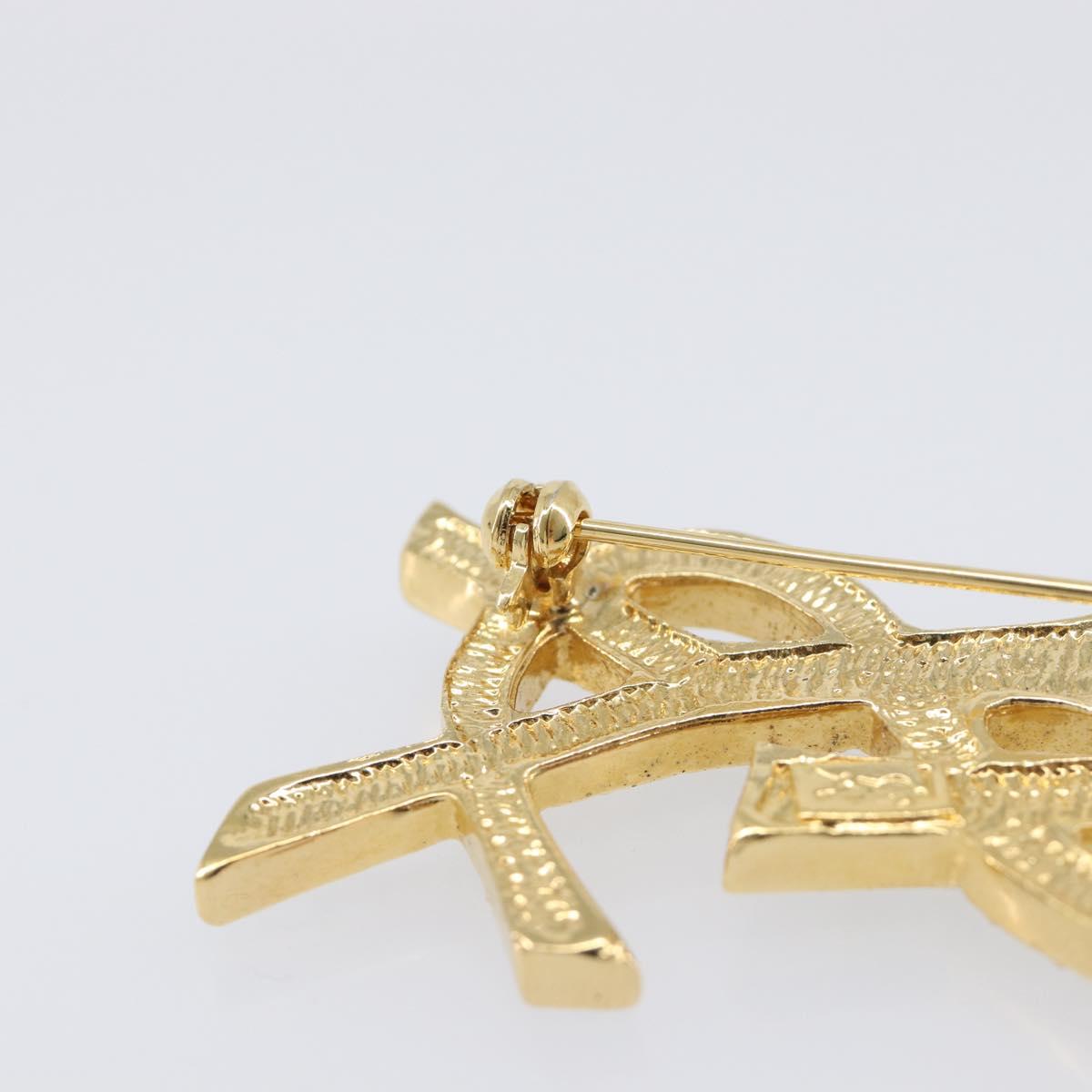 SAINT LAURENT Cassandra Brooch metal Gold Auth yk20754M