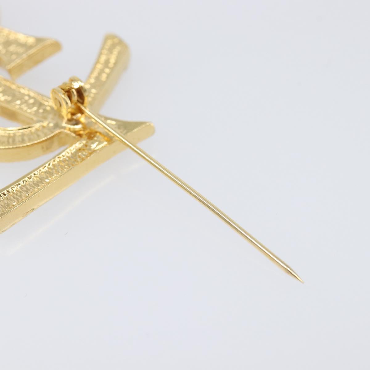 SAINT LAURENT Cassandra Brooch metal Gold Auth yk20754M